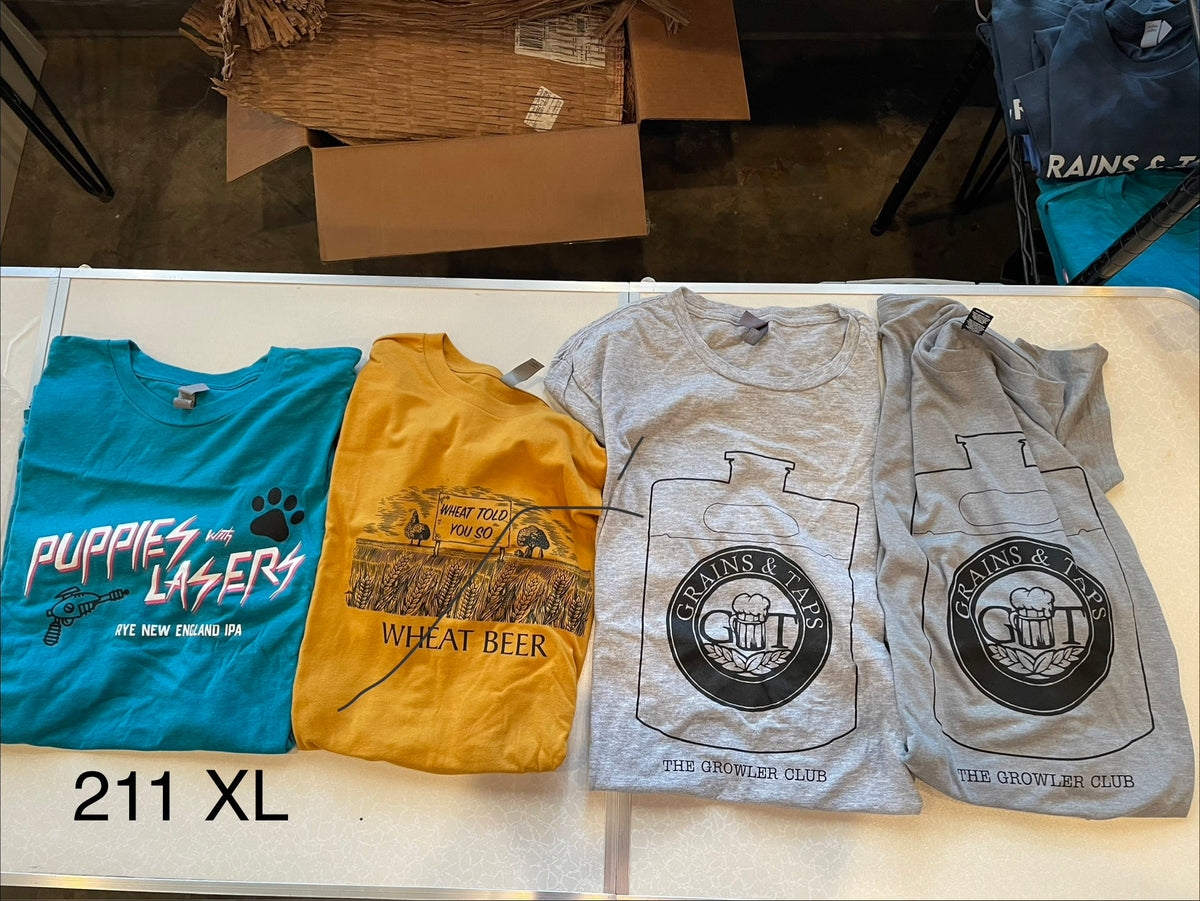 Lot 211 Shirts - Puppies with Lazers, Wheat Told You , Growler Club, Growler Club, 2XL Shirts - Puppies with Lazers, Wheat Told You , Growler Club, Growler Club, 2XL