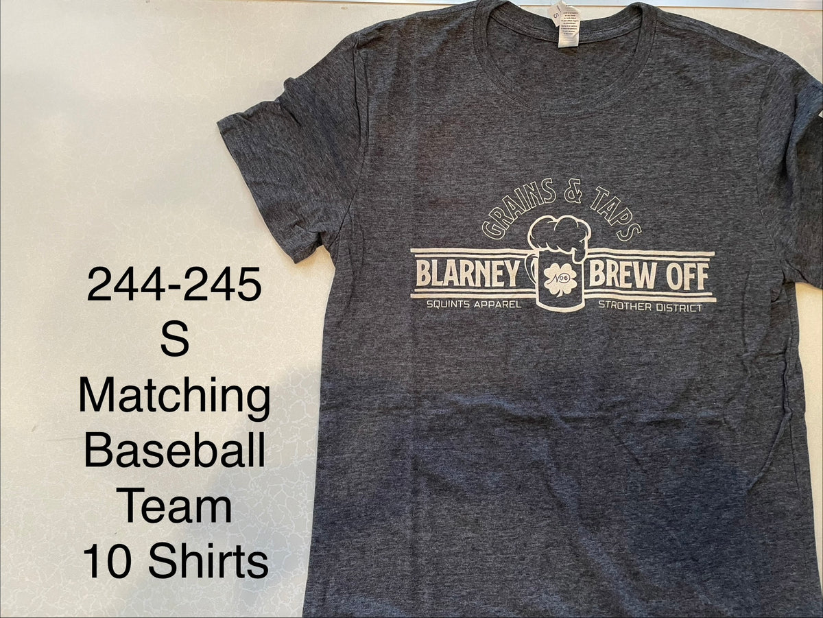 Lot 245 Shirts - Blarney Brewoff Baseball Team -10 Shirts, S Shirts - Blarney Brewoff Baseball Team -10 Shirts, S