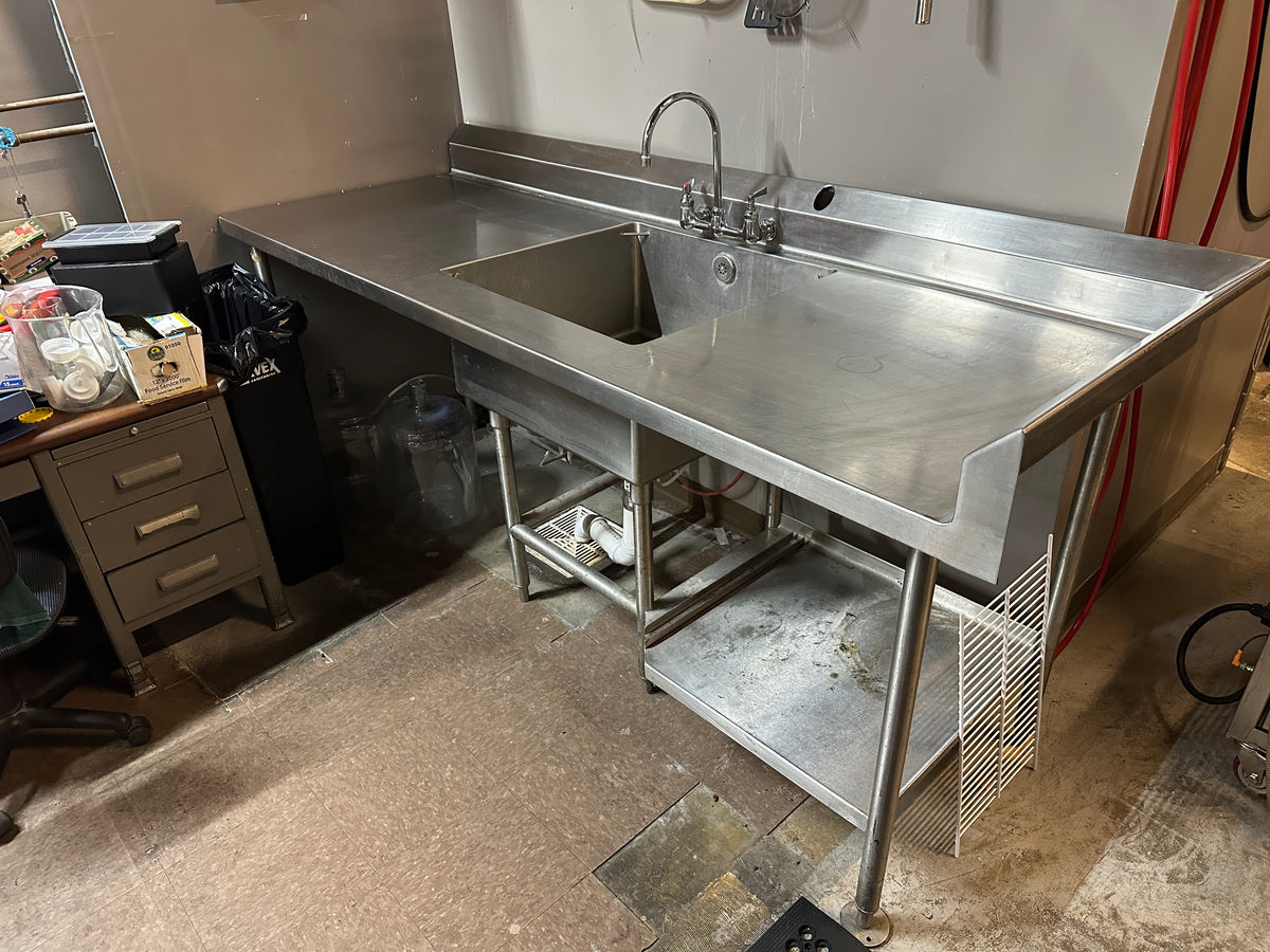 Lot 120 Large Stainless Sink with shelf