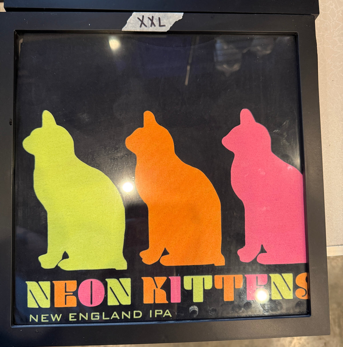 Lot 045 Framed T-Shirt - Neon Kittens - XXL