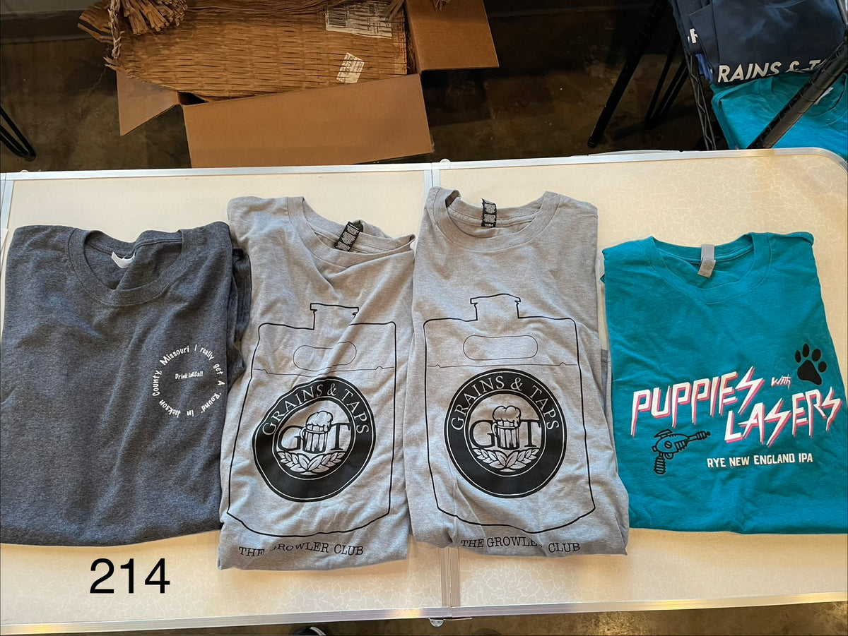 Lot 214 Shirts - JaCo Get Around, Growler Club, Growler Club, Puppies with Lazers, XL Shirts - JaCo Get Around, Growler Club, Growler Club, Puppies with Lazers, XL