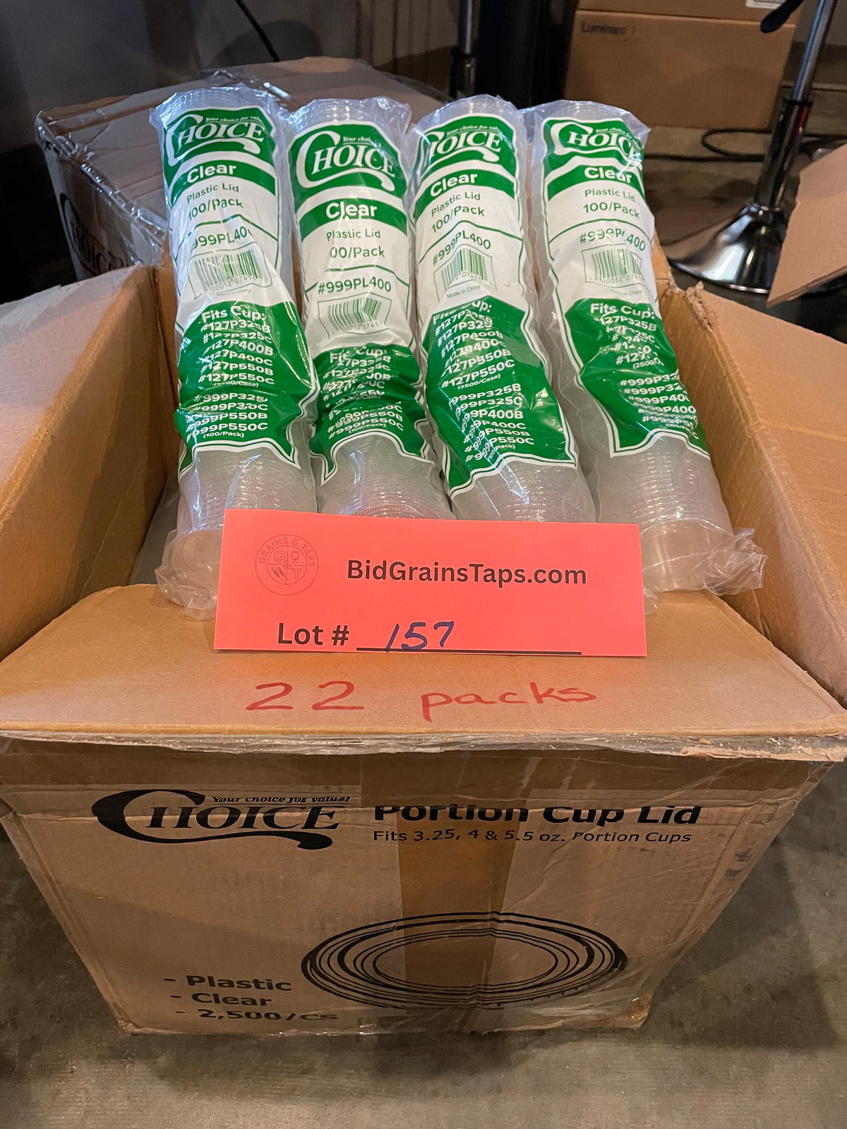 Lot 157 Clear Plastic Lids for portion cups