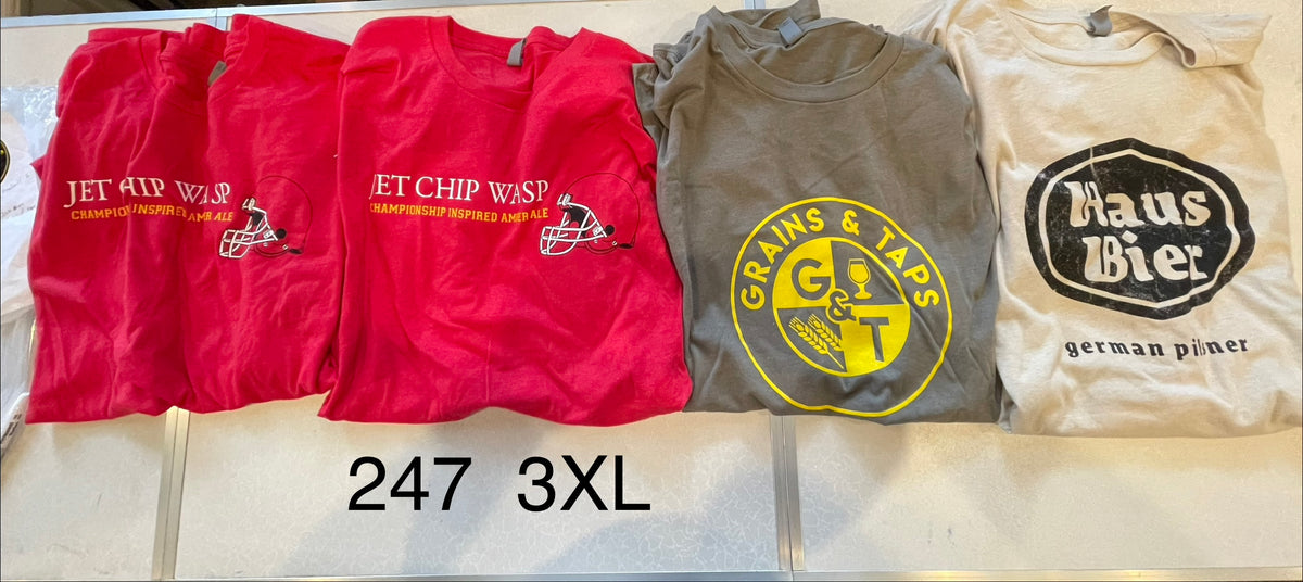 Lot 247 Shirts - Jet Chip Wasp, Jet Chip Wasp, Jet Chip Wasp, Grains and Taps, Haus, 3XL Shirts - Jet Chip Wasp, Jet Chip Wasp, Jet Chip Wasp, Grains and Taps, Haus, 3XL
