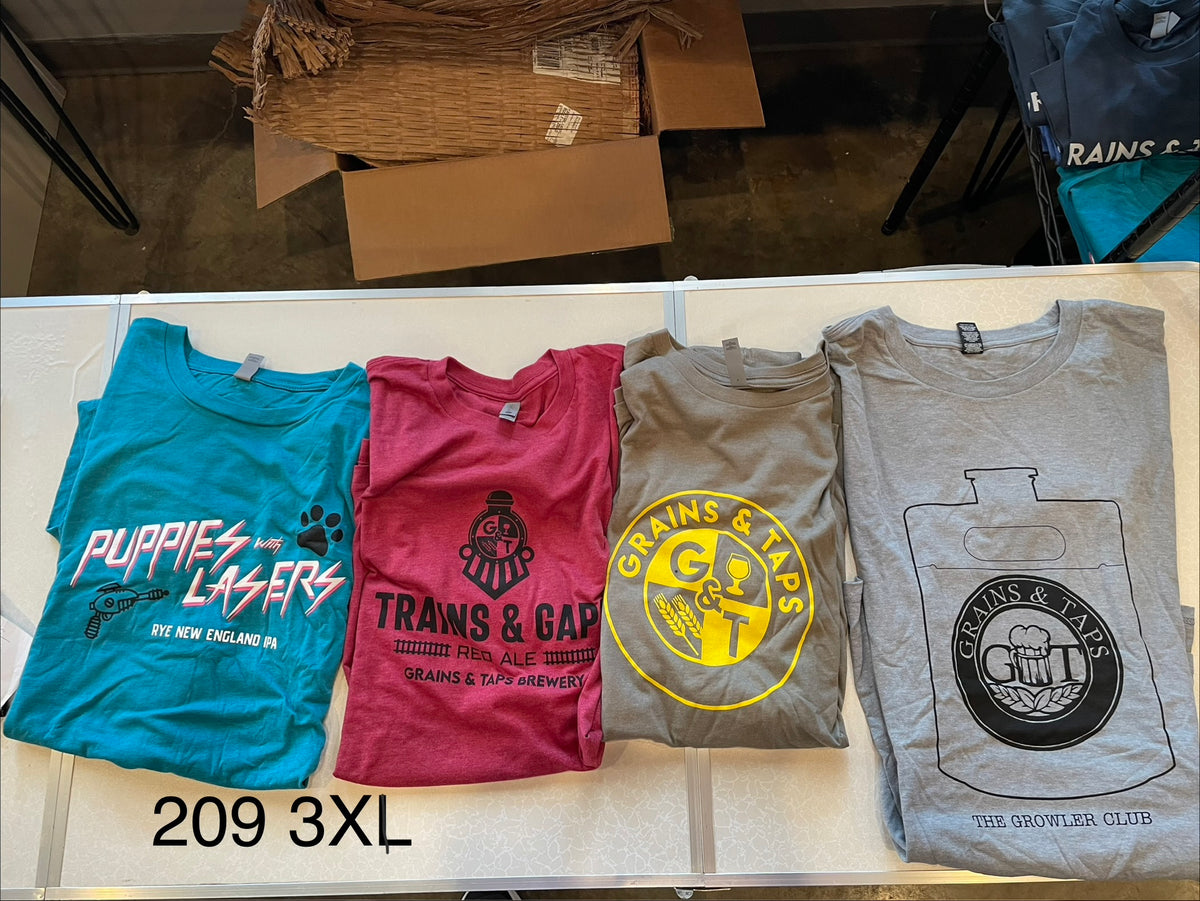 Lot 209 Shirts - Puppies with Lazers, Trains and Gaps, Grains and Taps, Growler Club 3XL Shirts - Puppies with Lazers, Trains and Gaps, Grains and Taps, Growler Club 3XL