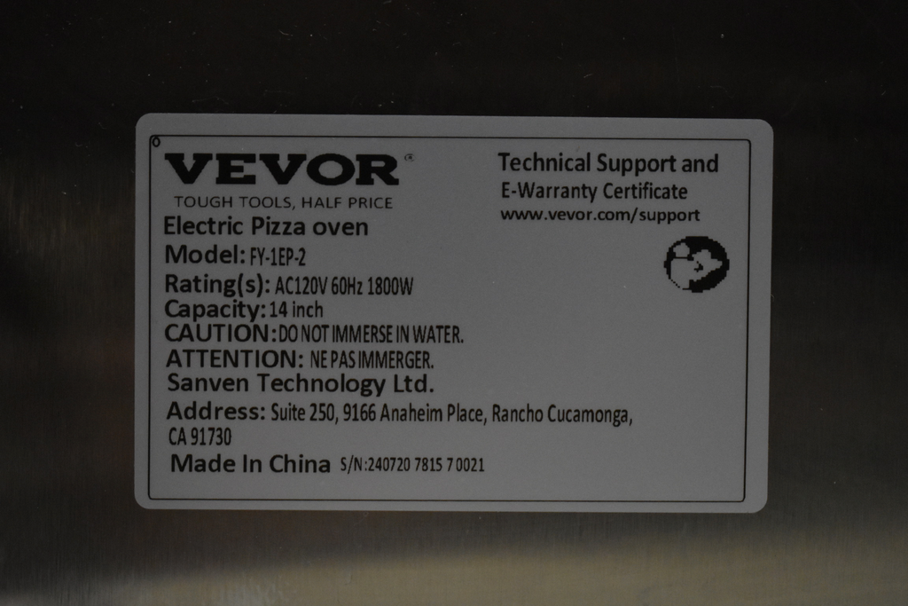 Lot 100 vevor pizza oven