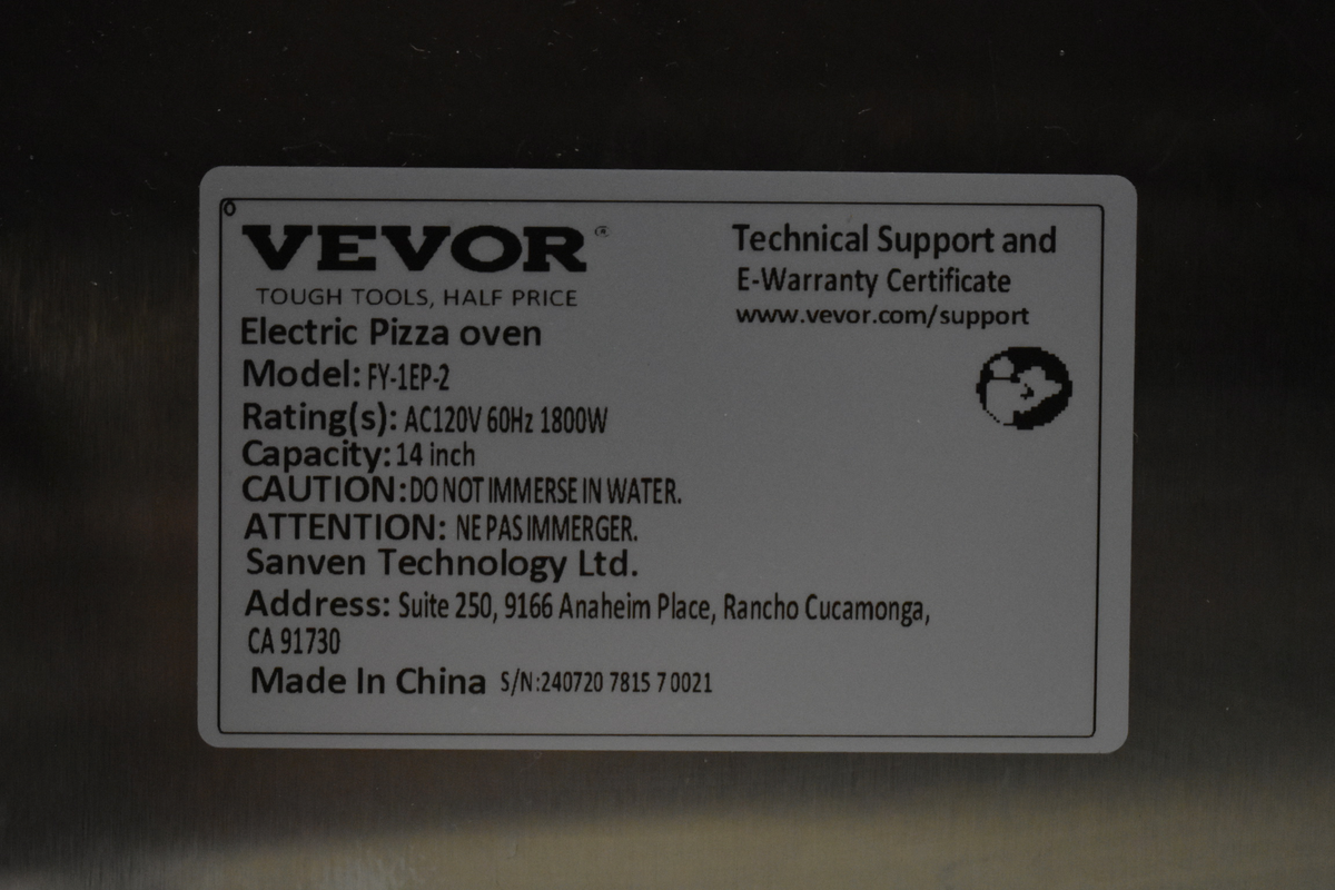 Lot 100 vevor pizza oven