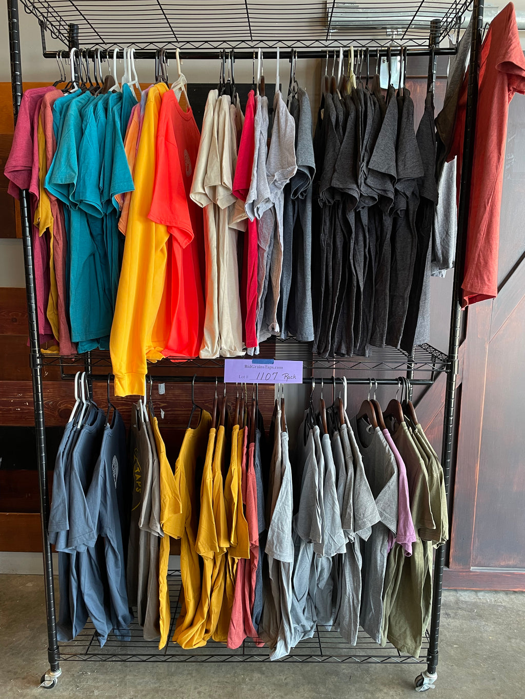 Lot 1107 Hanging Shelf Rack on Casters